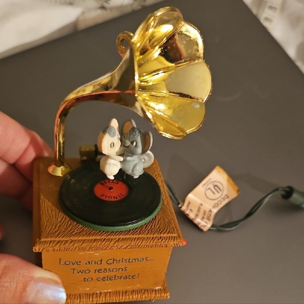1990s Hallmark Collectible Wood Record Player Celebration Ornament
